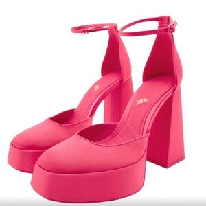 Zara Barbie Pink Platform Heels Size 37 (6.5)